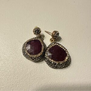 Elegant Gold and Red Stone Earrings